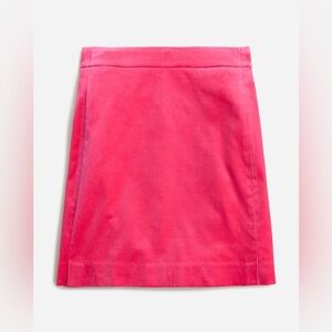 NWT J. Crew Pink Mini Skirt in Stretch Velvet, Size 14 (Dragonfruit Version)